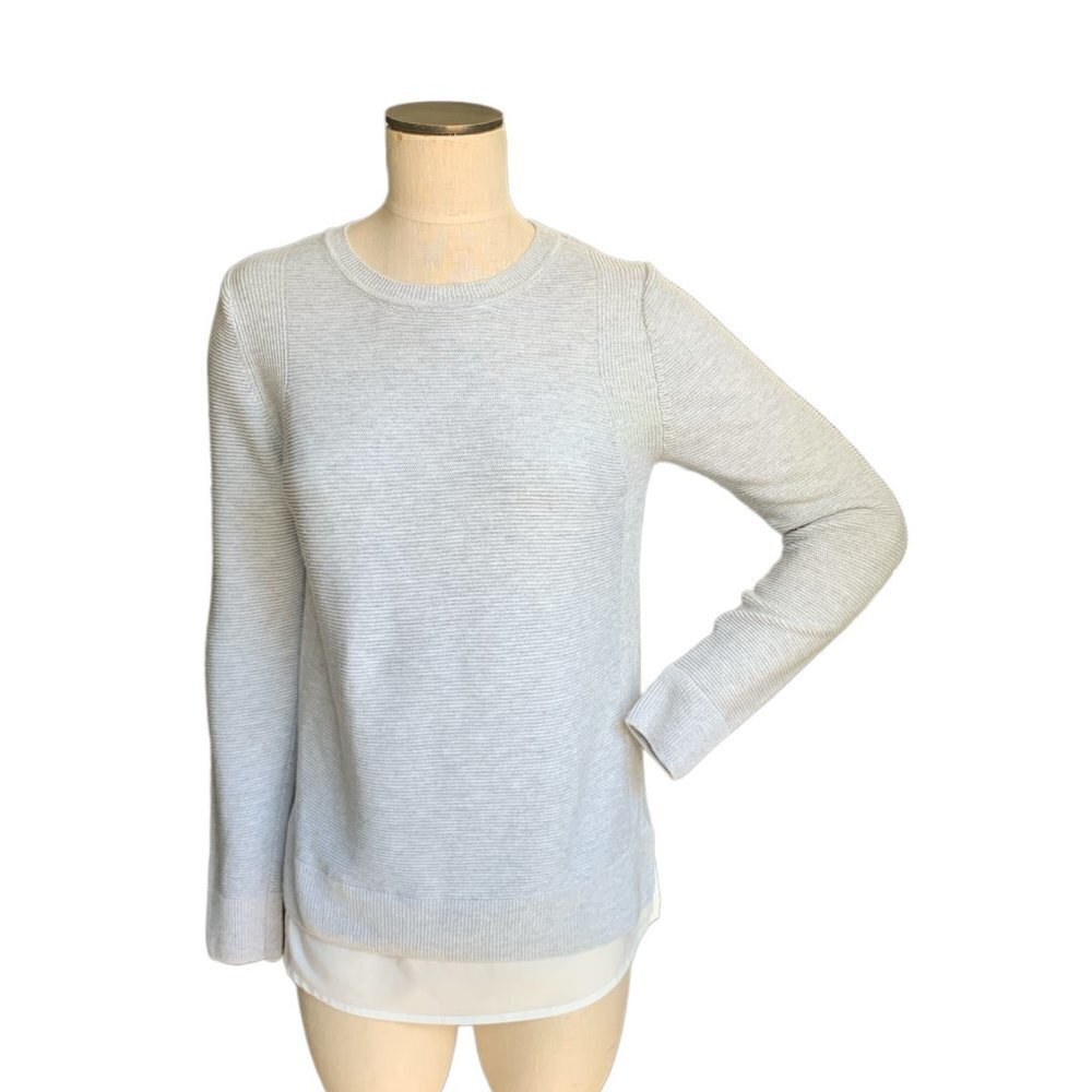 NWT Hilary Radley Ribbed Mock-Layer‎ Crew Neck Tunic Knit Top S Heather Grey 70B